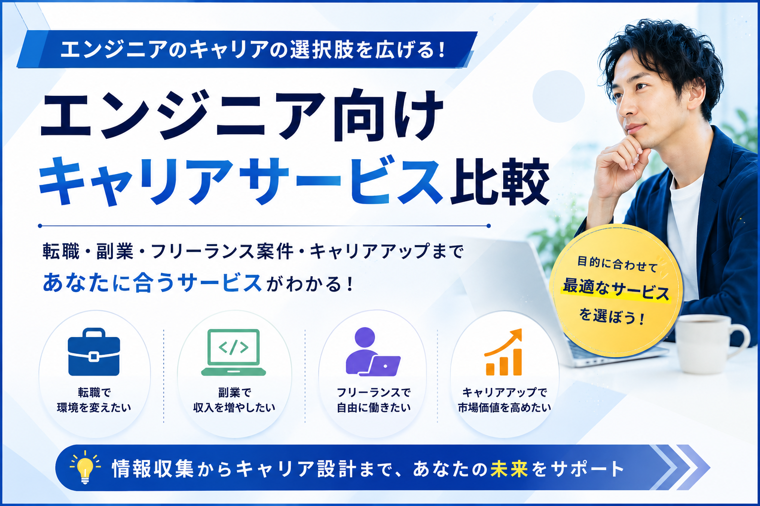 エンジニア向けキャリアサービスおすすめ比較｜転職・副業・フリーランス案件を徹底比較