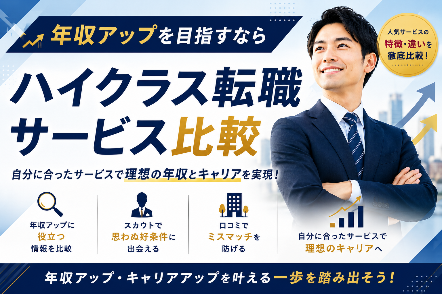 年収アップを目指すなら|ハイクラス転職サービス比較